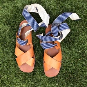 Zara lace-up ribbon flats